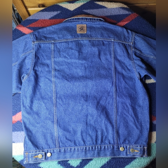 Vtg Marlboro Country Store Denim Jean Jacket Mens Large Button Up Leather Collar - Picture 9 of 12